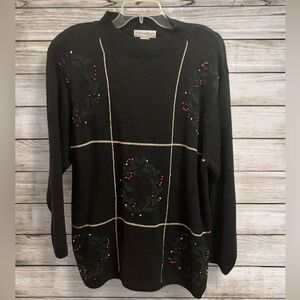 Vintage Dressbarn Elegant Black Knit Top